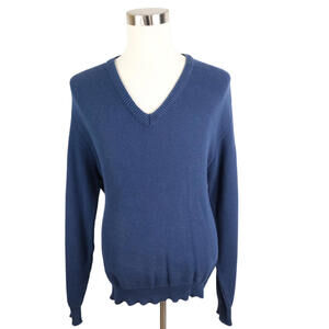 Vintage Isle Of Cotton Sweater Mens Large Blue V-Neck 90s